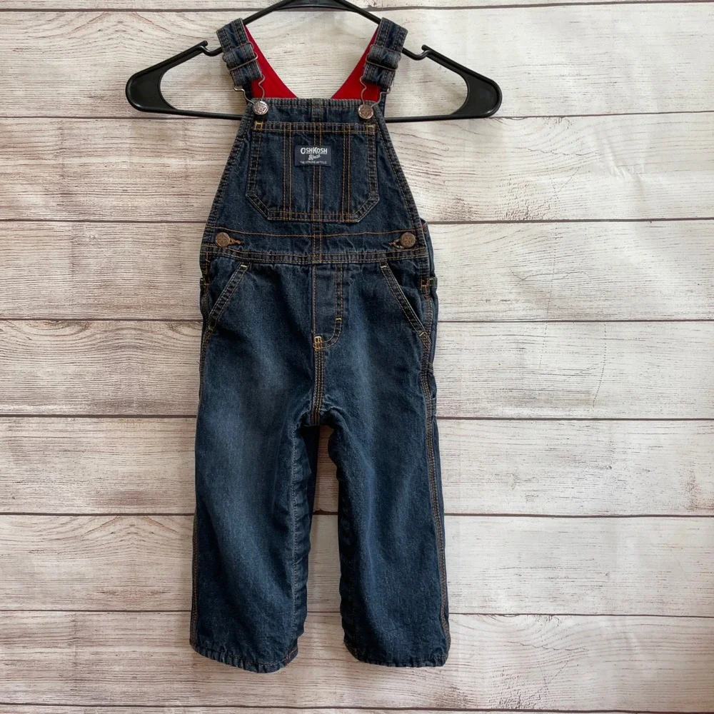 VINTAGE OSHKOSH DENN OVERALLS WITH‎ RED FLEECE LINING